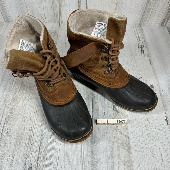 Sorel Women's Winter Fancy Lace Up II Mid Calf Brown Black Boots #1329 - Picture 2 of 10